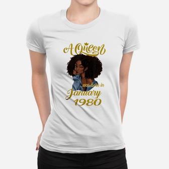 A Queen Was Born In January 1980 41St Birthday Gift Women T-shirt | Crazezy