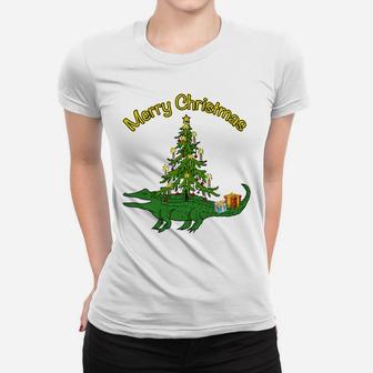 Alligator Gator With Xmas Tree Gifts Holiday Merry Christmas Sweatshirt Women T-shirt | Crazezy AU