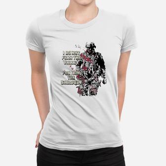 American Flag Soldier I Am The Shadow Women T-shirt | Crazezy