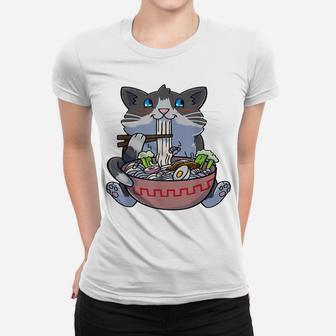 Anime Cat Ramen Kawaii Neko Noodles Women T-shirt | Crazezy
