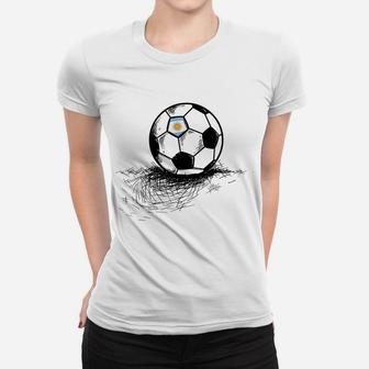 Argentina Soccer Ball Flag Jersey Shirt Argentinian Football Women T-shirt | Crazezy
