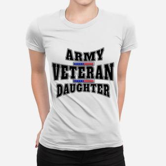 Army Veteran Proud Daughter American Flag Pride Us T-Shirt Women T-shirt | Crazezy