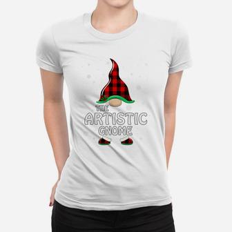 Artistic Gnome Buffalo Plaid Matching Family Christmas Women T-shirt | Crazezy DE