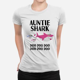 Auntie Shark Doo Doo Christmas Birthday Aunt Gift Women T-shirt | Crazezy