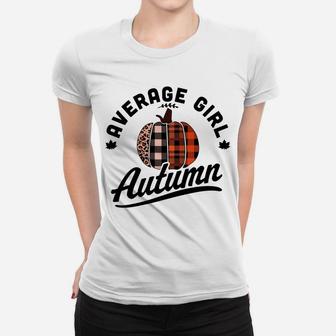 Average Girl Autumn - Fall Season - Leopard Plaid Pumpkin Sweatshirt Women T-shirt | Crazezy