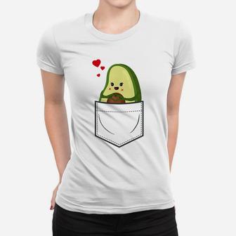 Avocado In Breastpocket - Cute Funny Kids Avocado Pocket Women T-shirt | Crazezy