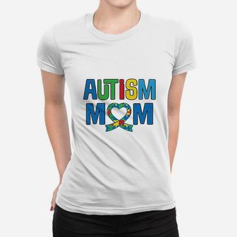 Awareness Mom Puzzle Ribbon Women T-shirt | Crazezy