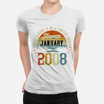 Awesome Since January 2008 Vintage 14Th Birthday Women T-shirt | Crazezy UK
