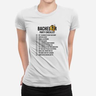 Bachelor Party Checklist Getting Married Women T-shirt | Crazezy