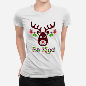 Be Kind Autism Awareness Christmas Reindeer Gifts Xmas Idea Sweatshirt Women T-shirt | Crazezy UK