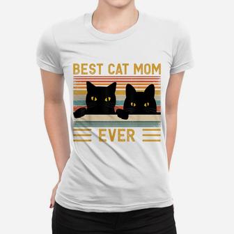 Best Cat Mom Ever Vintage Retro Style Black Cats Lover Women T-shirt | Crazezy