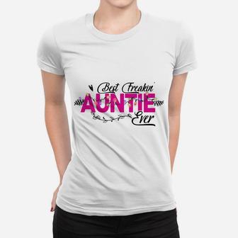 Best Freakin' Auntie Ever Light Christmas Women T-shirt | Crazezy UK