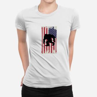 Bigfoot Usa Distressed Flag Patriotic Funny Gift Women T-shirt - Thegiftio UK