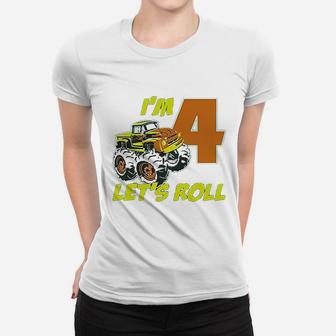 Birthday Gift For 4 Year Old Boy Truck 4Th Birthday Women T-shirt | Crazezy AU
