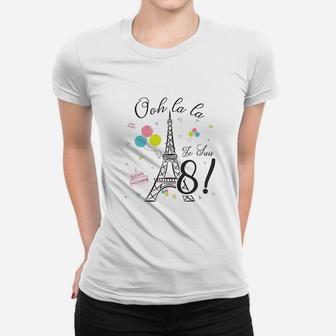 Birthday Party Eiffel Tower Oh La La I Am 8 Girl Women T-shirt | Crazezy DE