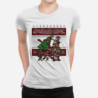 Black African American Santa Christmas Crew Sweater Design Sweatshirt Women T-shirt | Crazezy