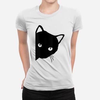 Black Cat Face For Cat Lovers Women T-shirt | Crazezy