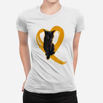 Black Cat Love Black Cat Lover Gift Women Girls Heart Decor Women T-shirt | Crazezy