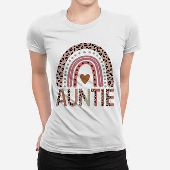 Blessed Auntie Funny Leopard Boho Cute Rainbow Women T-shirt | Crazezy
