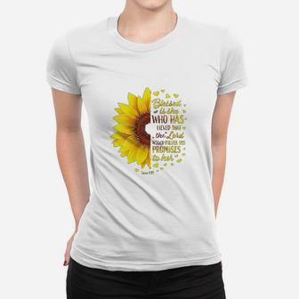Blessed Christian Verse Religious Gift Women Sunflower Women T-shirt | Crazezy AU