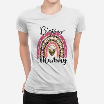 Blessed Mammy Funny Leopard Boho Rainbow Mammy Life Women T-shirt | Crazezy