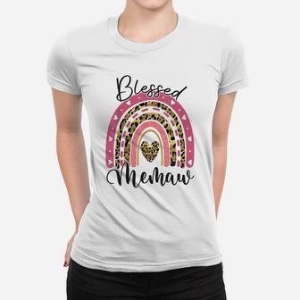 Blessed Memaw Funny Leopard Boho Rainbow Memaw Life Women T-shirt | Crazezy UK