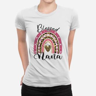 Blessed Nana Funny Leopard Boho Rainbow Nana Life Women T-shirt | Crazezy CA