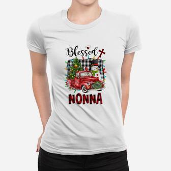 Blessed Nonna Christmas Snowman - Grandma Gift Women T-shirt | Crazezy