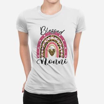 Blessed Nonni Funny Leopard Boho Rainbow Nonni Life Women T-shirt | Crazezy