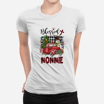 Blessed Nonnie Christmas Snowman - Grandma Gift Women T-shirt | Crazezy