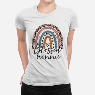 Blessed Nonnie Funny Leopard Boho Cute Rainbow Women T-shirt | Crazezy UK
