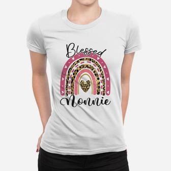 Blessed Nonnie Funny Leopard Boho Rainbow Nonnie Life Women T-shirt | Crazezy