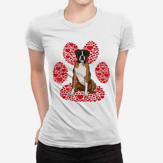 Boxer Valentines Day Dog Love Paw Women T-shirt | Crazezy