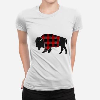 Buffalo Plaid Bison Red And Black Women T-shirt | Crazezy