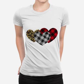 Buffalo Plaid Leopard Hearts Family Aniversary Matching Women T-shirt | Crazezy CA