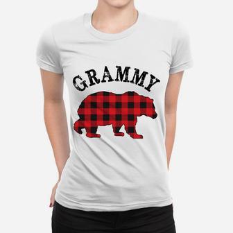 Buffalo Red Plaid Grammy Bear Matching Couple Xmas Pajama Women T-shirt | Crazezy DE