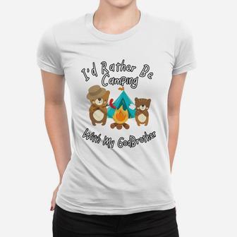 Camping With My Godbrother Cute Camper Bear Family Campfire Women T-shirt | Crazezy