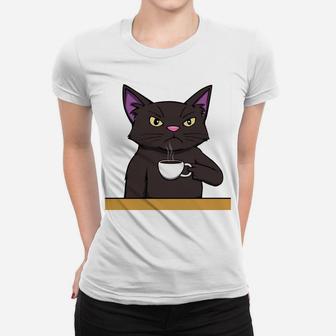 Cat Coffee Because Murder Is Wrong Gift For Coffee Lovers Women T-shirt | Crazezy