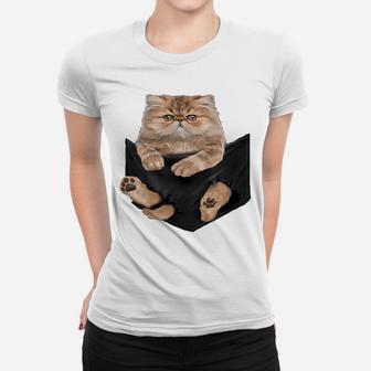 Cat Lovers Gifts Persian In Pocket Funny Kitten Face Women T-shirt | Crazezy CA