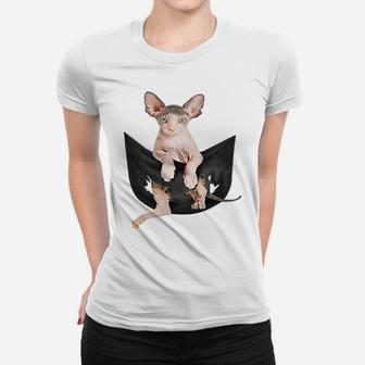 Cat Lovers Gifts Sphynx In Pocket Funny Kitten Face Sweatshirt Women T-shirt | Crazezy