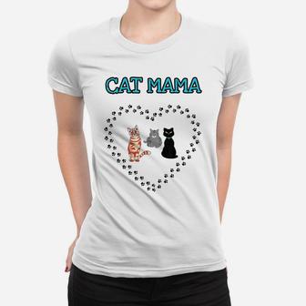 Cat Mama Heart Three Cats Lovers Girls Womens Novelty Gift Women T-shirt | Crazezy DE