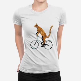Cat Riding Bicycle Funny Cat For A Cyclist Women T-shirt | Crazezy