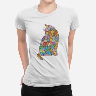 Cat With Flowers Gift For Cat Lovers Sweatshirt Women T-shirt | Crazezy