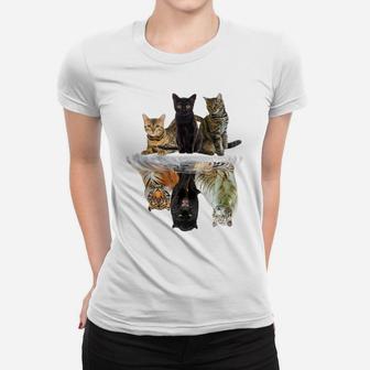 Cats Reflection Gift Friend Cat Lovers Cute Tiger Women T-shirt | Crazezy UK