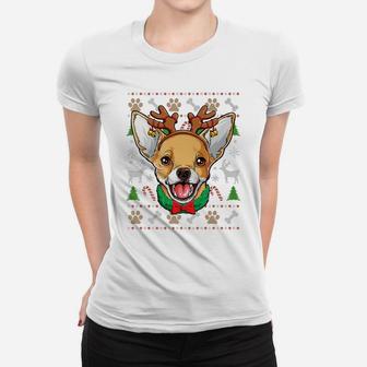 Chihuahua Ugly Christmas Reindeer Antlers Xmas Girls Kids Women T-shirt | Crazezy