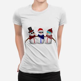 Chilling With My Snowmies Funny Christmas Snowmen Women T-shirt | Crazezy