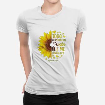 Christian Spanish Gift Women Religious Verse Sunflower Women T-shirt | Crazezy