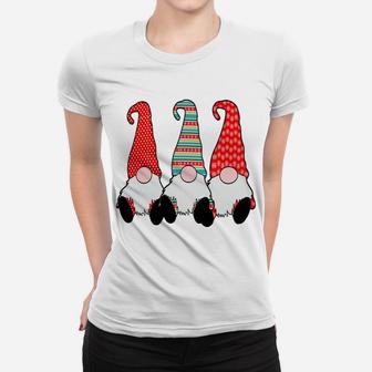 Christmas Gnomes Winter Snowflakes Red Green Hats Women T-shirt | Crazezy