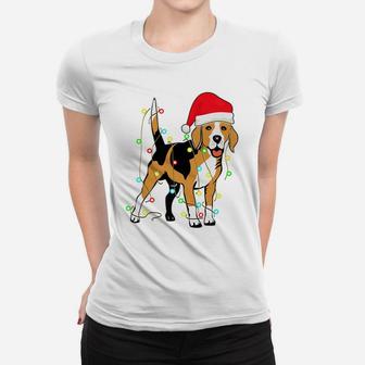 Christmas Lights Beagle Dog Lover Funny Xmas Gift Women T-shirt | Crazezy