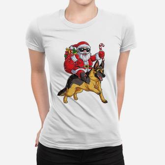 Christmas Santa Claus Riding German Shepherd Xmas Boys Dog Sweatshirt Women T-shirt | Crazezy UK